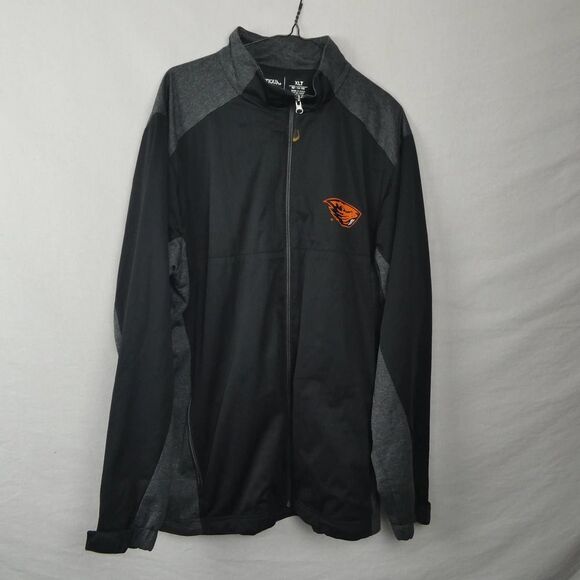Antigua Oregon State University Beavers Track Jacket Full Zip Black Grey XLT